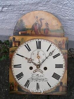 GEORGE LEWTON, KINGSWOOD 13x18 8day LONGCASE GRANDFATHER CLOCK DIAL+move