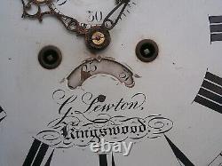 GEORGE LEWTON, KINGSWOOD 13x18 8day LONGCASE GRANDFATHER CLOCK DIAL+move