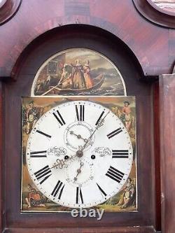 GRAND 8 Day Antique Mahogany Longcase Grandfather Clock MARY QUEEN OF SCOTS