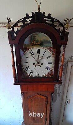 Georgian 8 Day Oak & Mahogany Longcase Clock Hexham, Northumberland