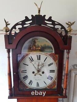 Georgian 8 Day Oak & Mahogany Longcase Clock Hexham, Northumberland
