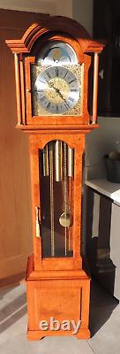 Golden Oak Longcase Grandfather Clock Triple Chime Musical