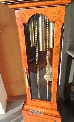 Golden Oak Longcase Grandfather Clock Triple Chime Musical