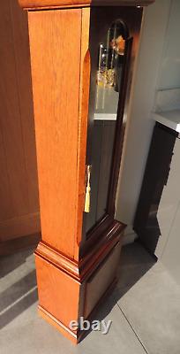 Golden Oak Longcase Grandfather Clock Triple Chime Musical