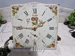 Grandfather Clock Movement 12 Inche Painted Dial Antique Long Case Clock 19th C