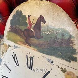 Grandfather Clock Movement Painted Face Hunting Scene untouched as seen