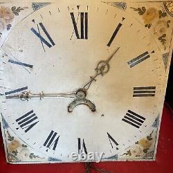 Grandfather Clock Movement Painted Face Hunting Scene untouched as seen