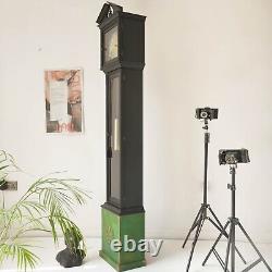 Grandfather Clock- Painted Clock Black Green Copper Patina Tassel- Furniture