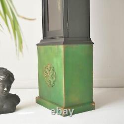 Grandfather Clock- Painted Clock Black Green Copper Patina Tassel- Furniture