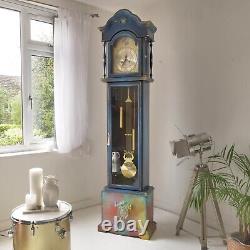 Grandfather Clock- Painted Clock Blue- Abstract- Colourful Bespoke-Vintage Art