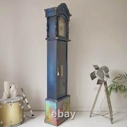 Grandfather Clock- Painted Clock Blue- Abstract- Colourful Bespoke-Vintage Art