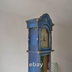 Grandfather Clock- Painted Clock Blue- Abstract- Colourful Bespoke-Vintage Art