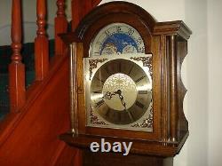 Grandfather longcase clock in oak with chimes