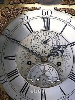 HIGDON OF WELLS 12x17inch wobbly eye sun/moon longcase clock dial+movement c1740