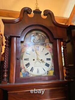 HUGE Antique Rocking Swan Mahogany Longcase Grandfather Clock HUGHES CARNARVON