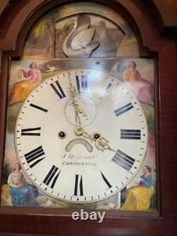 HUGE Antique Rocking Swan Mahogany Longcase Grandfather Clock HUGHES CARNARVON