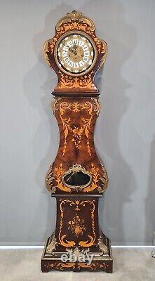 Handsome French Style Boulle Longcase Grandfather Clock Westminster Chime Hermle