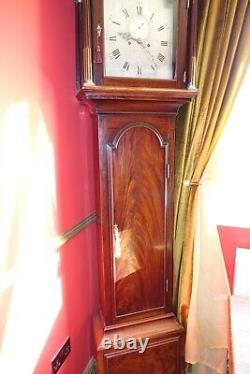 Impressive London James Rawlins Longcase Grandfather Antique Clock Cuban Flame