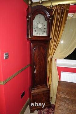 Impressive London James Rawlins Longcase Grandfather Antique Clock Cuban Flame