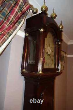 Impressive London James Rawlins Longcase Grandfather Antique Clock Cuban Flame