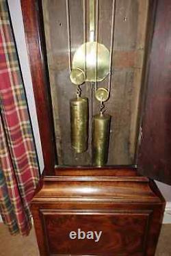 Impressive London James Rawlins Longcase Grandfather Antique Clock Cuban Flame