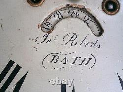 JOHN ROBERTS BATH 30hr LONGCASE GRANDFATHER CLOCK DIAL+move 12X17