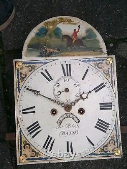 JOHN ROBERTS BATH 30hr LONGCASE GRANDFATHER CLOCK DIAL+move 12X17