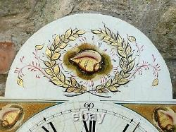 JOSEPH CROSS of ROSS Painted Shells Enamel Long Case Clock Dial & Movement