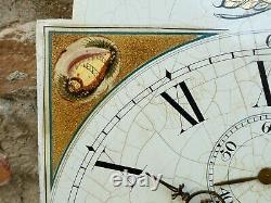 JOSEPH CROSS of ROSS Painted Shells Enamel Long Case Clock Dial & Movement