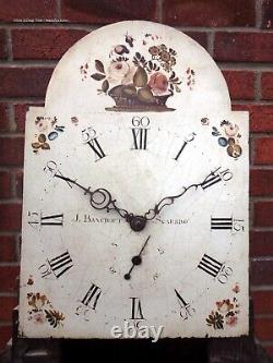 J Bancroft Scarborough Georgian antique oak 30 hour longcase grandfather clock