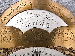 John Carmichael, Greenock 1750 8DAY LONGCASE GRANDFATHER CLOCK DIAL+MOVE12X16+1/
