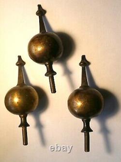 LONGCASE GRANDFATHER CLOCK cast brass FINIALS X3