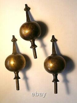 LONGCASE GRANDFATHER CLOCK cast brass FINIALS X3