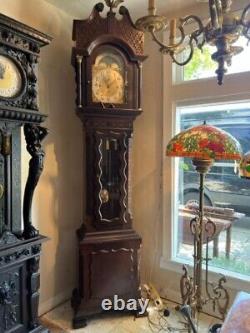Large Antique Mahogany 5 Tube Grandfather Clock