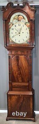 Large Antique Musical 8 Bells Longcase Grandfather Clock Wm Holland Chester