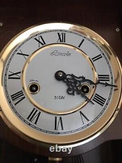 Lincoln 31 Day Wall clock. Works Beautifully
