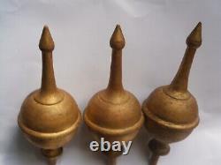 Longcase Grandfather Clock Wooden Finials X3