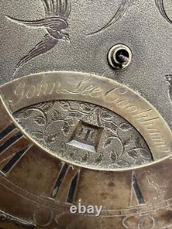Longcase Movement signed Brass dial, John Lee, Cookham. Early 10.5 Inch Dial