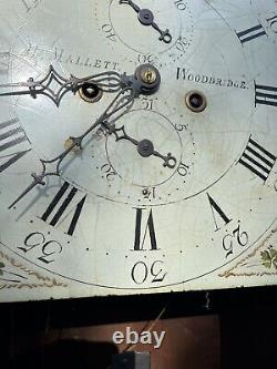 Longcase clock signed dial, H Mallet Of Woodbridge