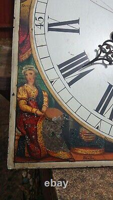 MARY QUEEN OF SCOTS 4 SEASONS PAINTED DIAL 1820s 8DAY SCOTTISH CLOCK MOVEMENT