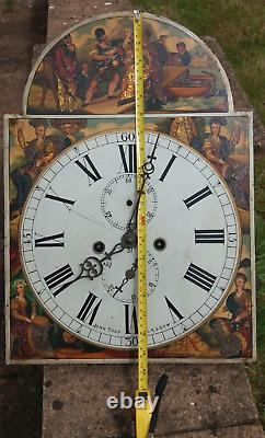 MARY QUEEN OF SCOTS 4 SEASONS PAINTED DIAL 1820s 8DAY SCOTTISH CLOCK MOVEMENT