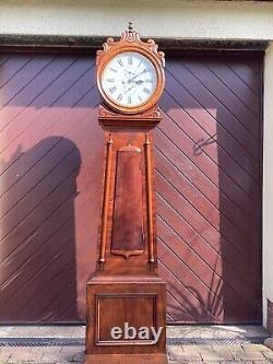 Magnificent 19th C mahogany Scottish Drumhead longcase grandfather clock