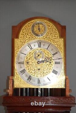 Mahogany Quarter Striking Musical Tubular Bells Longcase Grandfather Clock