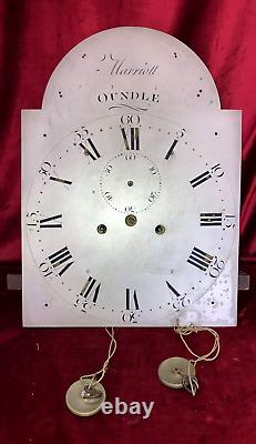 Nice Antique English 8 Day Silvered Brass Grandfather Clock Movement