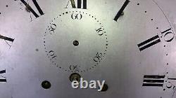 Nice Antique English 8 Day Silvered Brass Grandfather Clock Movement