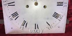 Nice Antique English 8 Day Silvered Brass Grandfather Clock Movement