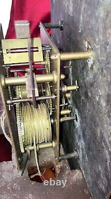 Nice Antique English 8 Day Silvered Brass Grandfather Clock Movement