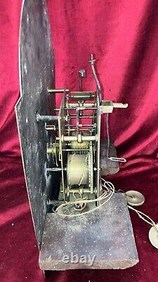 Nice Antique English 8 Day Silvered Brass Grandfather Clock Movement