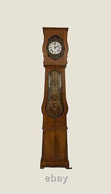 Nineteenth century french pine farmhouse long case clock or comptoise clock
