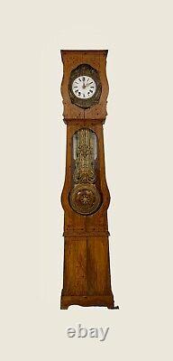 Nineteenth century french pine farmhouse long case clock or comptoise clock